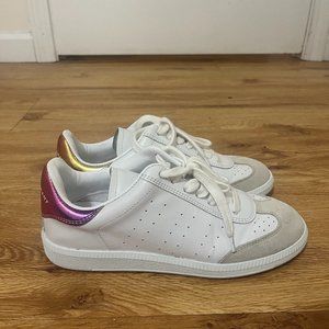 ISABEL MARANT - Bryce perforated leather sneakers - Metallic Pink